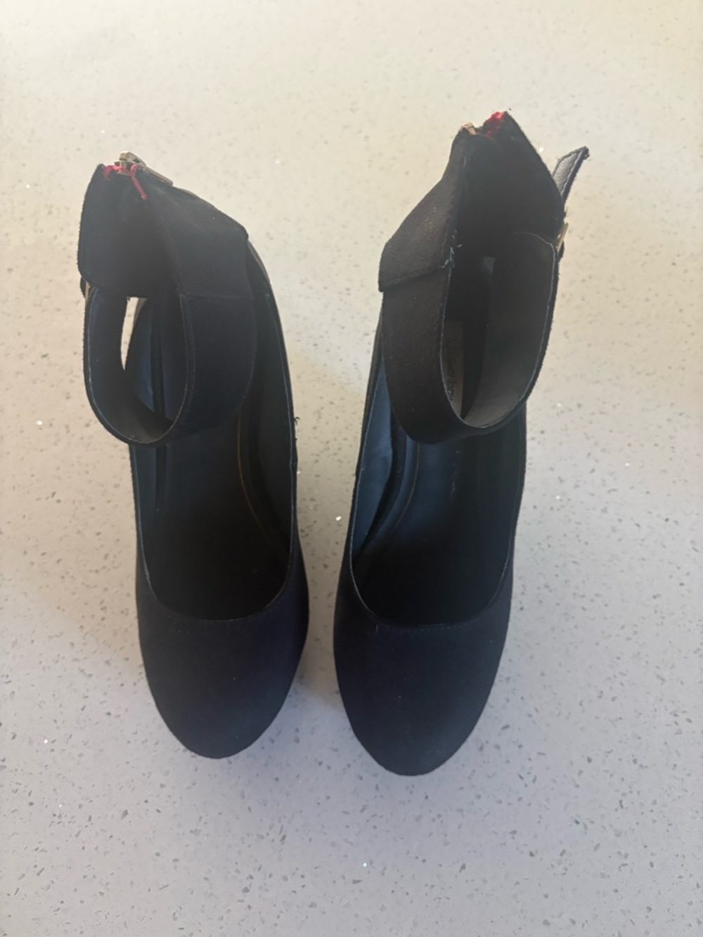 Olsenboye Black Ankle-Strap Round-Toe Heels